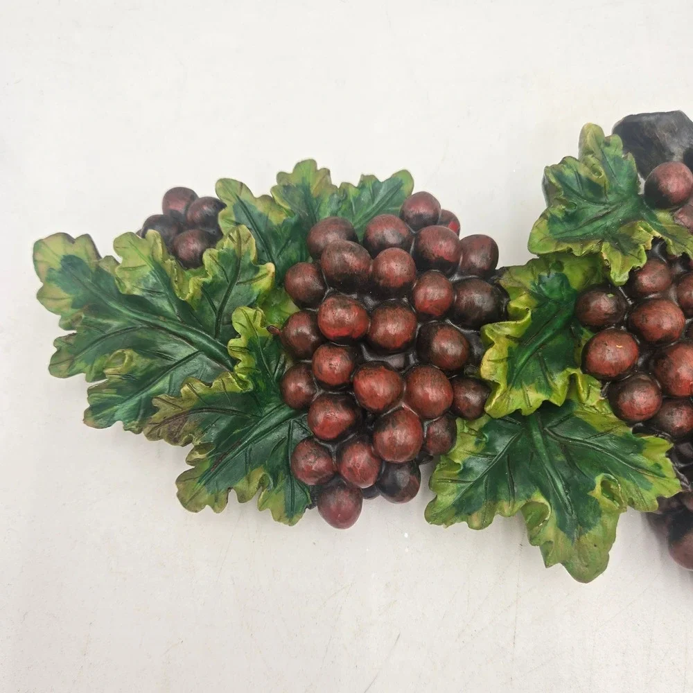 Vintage Grape Cluster Wall Plaque 3D Fruit Resin Decor Purple Green